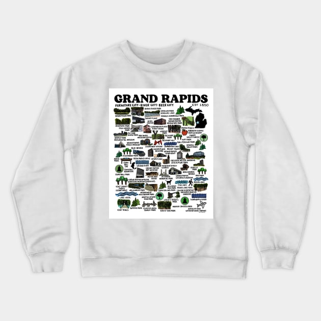 Grand Rapids Map Crewneck Sweatshirt by fiberandgloss